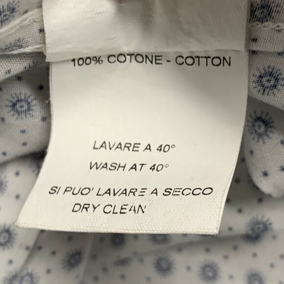 LAB PAL ZILERI Size L White Blue Dots Cotton Long Sleeve Shirt - Picture 7 of 8